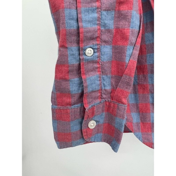 J. Crew Men's Slim Fit Cotton Blue Red Checkered Lightweight Button Down XS - Picture 7 of 8
